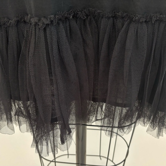 Mystree Tutu Slip Petticoat Black Knit Spaghetti Straps Tulle Ruffle M - Picture 2 of 7